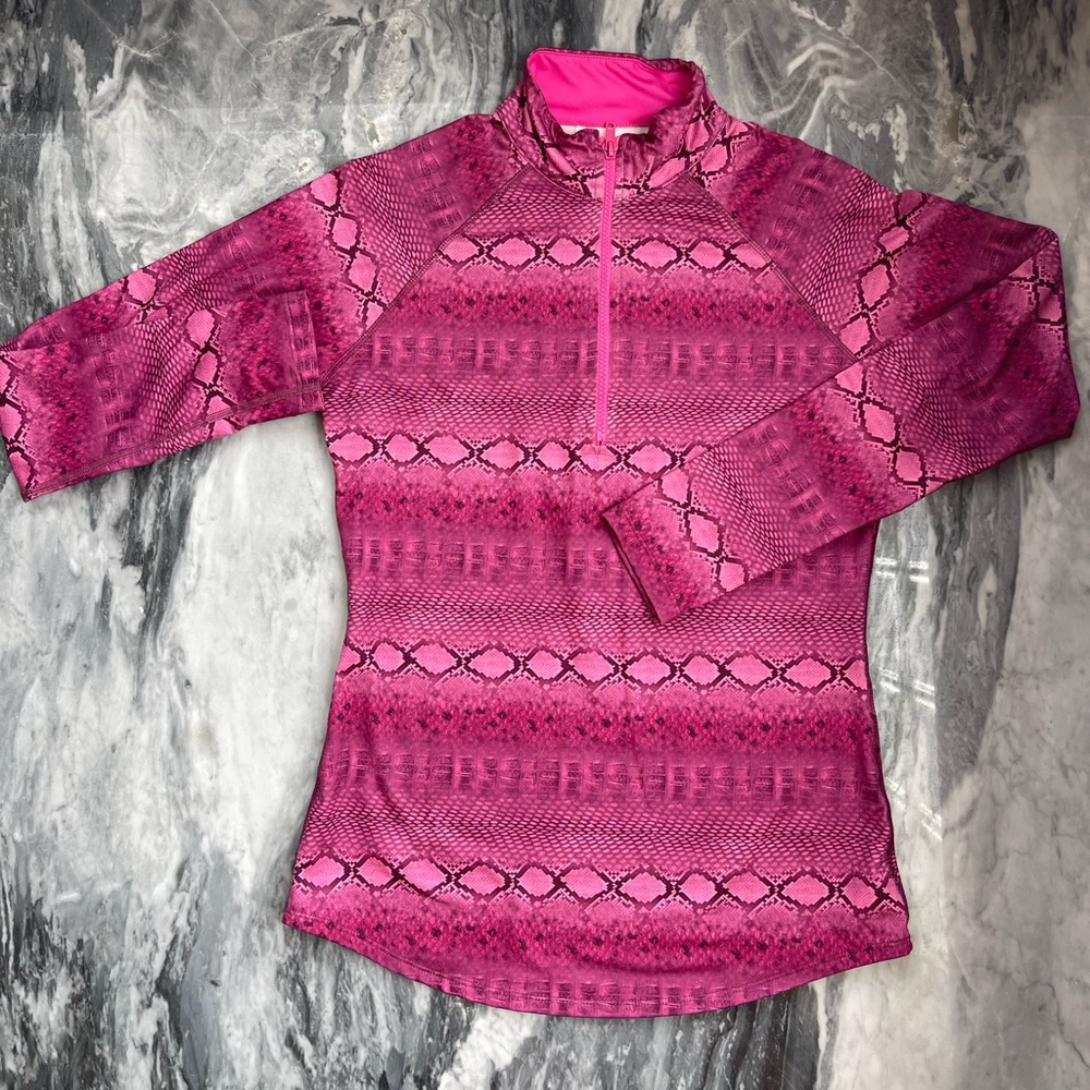 PRISMSPORT Long Sleeve Half-Zip Top In Pink Animal Print